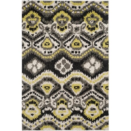 Safavieh 5 ft. 1 in. x 7 ft. 6 in. Medium Rectangle Black and Green Tibetan Shag Rug TBS553A-5